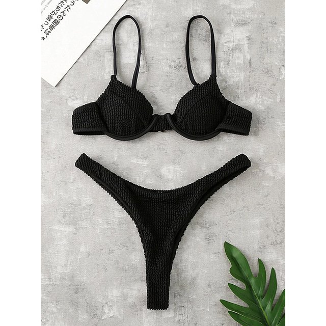 Women's Push Up Solid Ribbed Bikini - Image 10