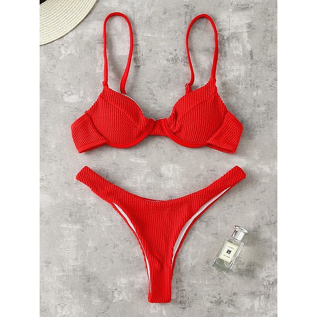 Women's Push Up Solid Ribbed Bikini - Image 6