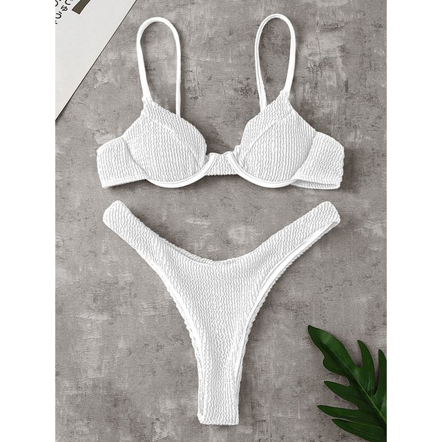 Women's Push Up Solid Ribbed Bikini - Image 3