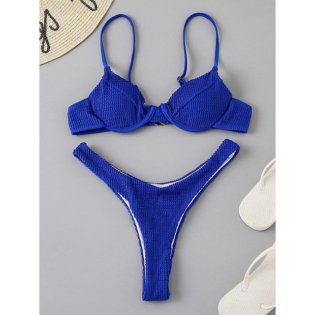 Women's Push Up Solid Ribbed Bikini - Image 2