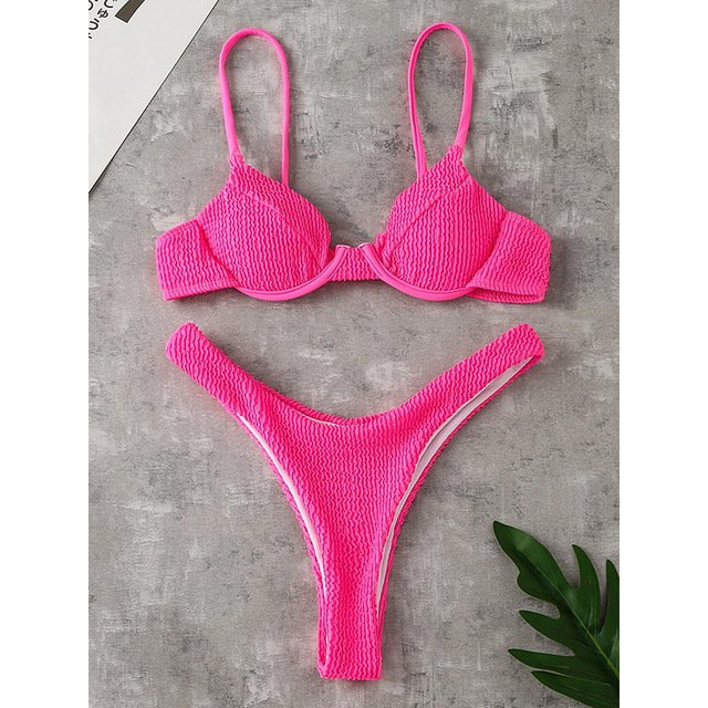 Women's Push Up Solid Ribbed Bikini - Image 5